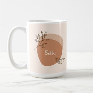 Mug Conception de feuilles Boho avec nom personnalisé