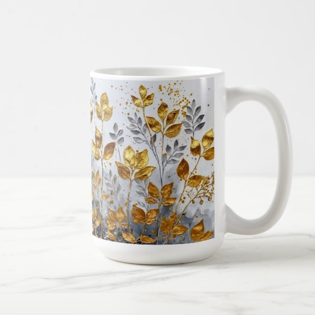 Mug Conception de feuilles dorées décoratives (Droite)