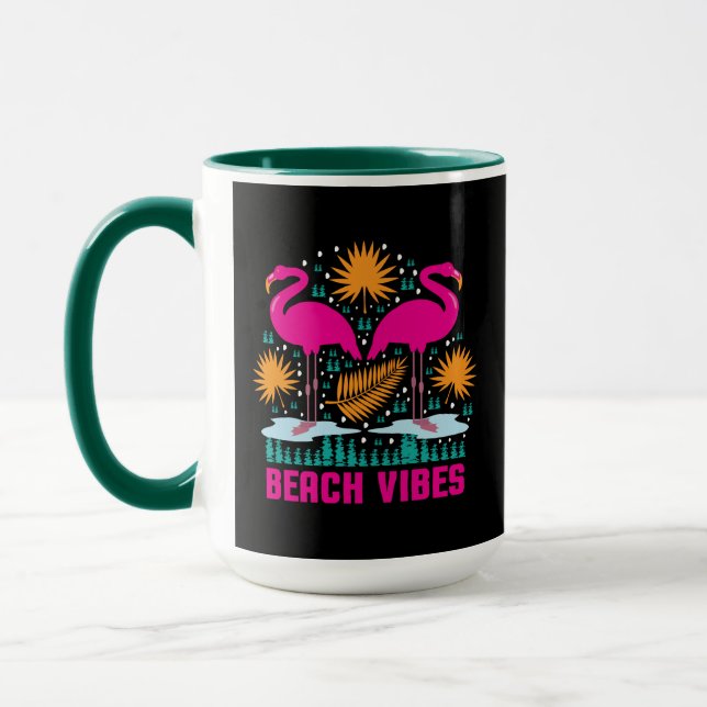 Mug Conception de flamants roses de vibes de plage (Gauche)