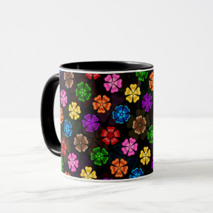 Mug Conception de fleurs arc-en-ciel rétro colorées No