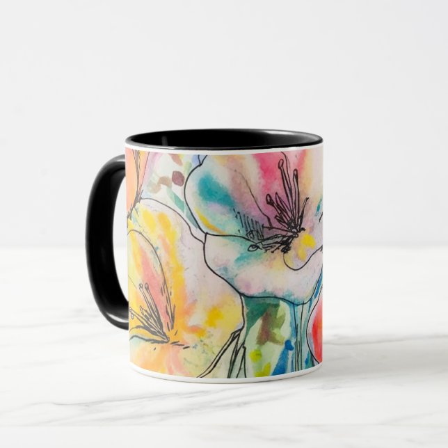 Mug Conception de fleurs pastel (Devant gauche)