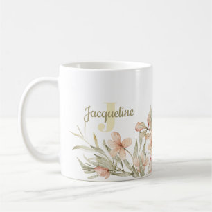 Mug Conception de fleurs pour bébé rose pastel Monogra