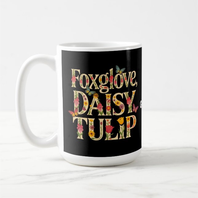 Mug Conception de fleurs sauvages de digitale, pâquere (Gauche)