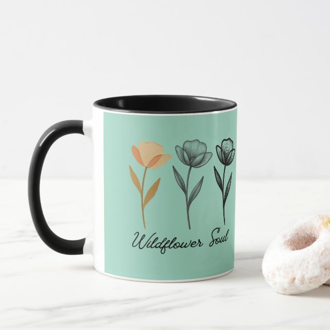 Mug Conception de fleurs sauvages tendance (Avec donut)