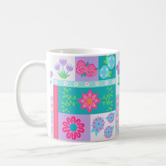 Mug Conception de fleurs vibrantes en fleurs (Gauche)