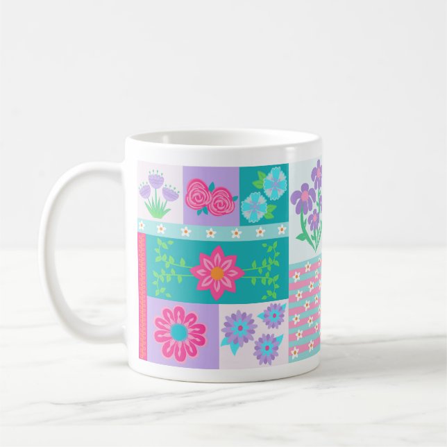 Mug Conception de fleurs vibrantes en fleurs (Gauche)