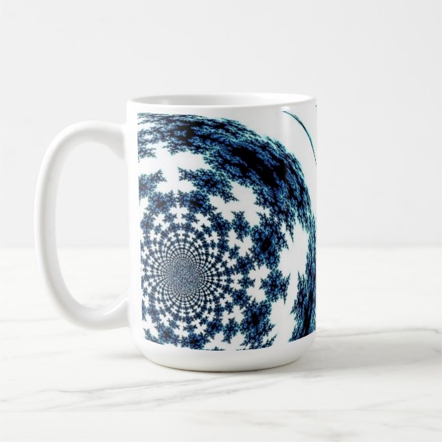 Mug Conception de fractale de fil filé bleu (Gauche)