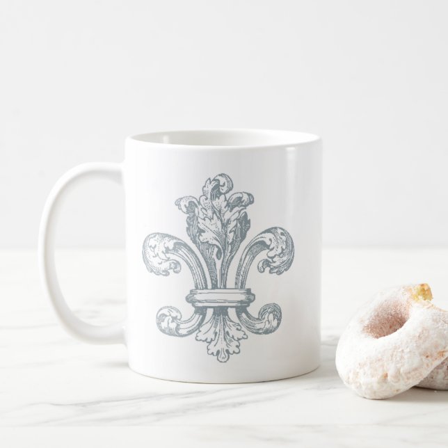 Mug Conception de Gray Fleur de Lis sur le blanc (Avec donut)