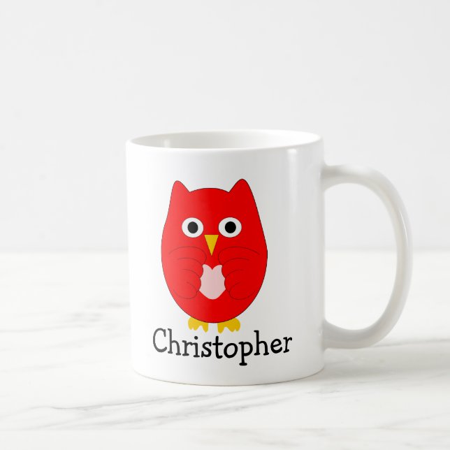 Mug Conception de hibou rouge personnalisée (Droite)