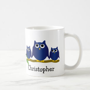Mug Conception de hiboux bleus personnalisés