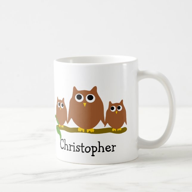 Mug Conception de hiboux bruns personnalisée (Droite)