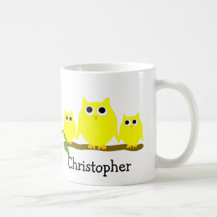 Mug Conception de hiboux jaunes personnalisés