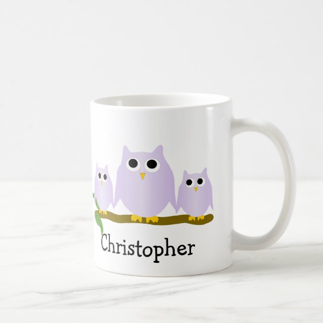 Mug Conception de hiboux lilas personnalisée (Droite)