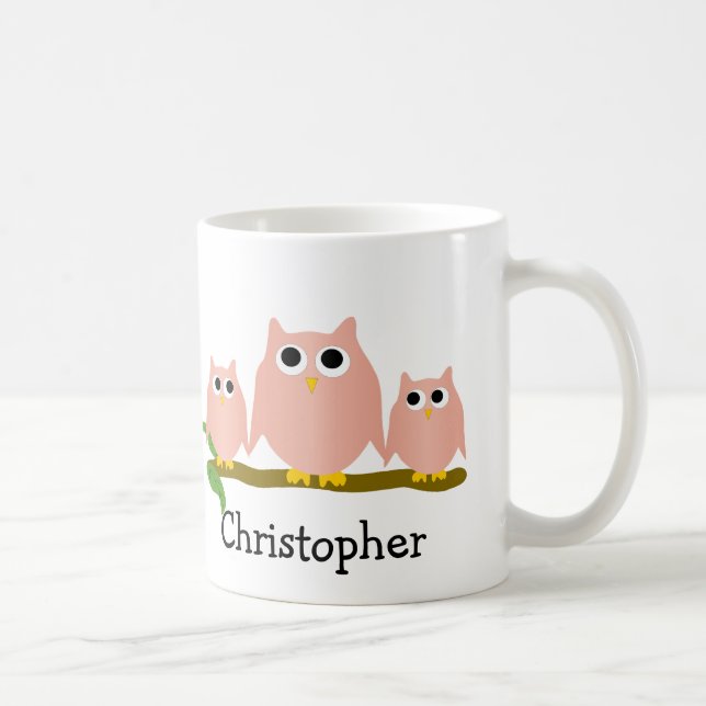 Mug Conception de hiboux roses personnalisée (Droite)