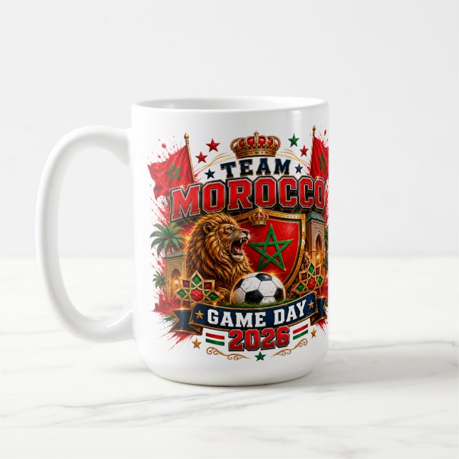 Mug Conception de jour de match de l'équipe Maroc 2026 (Gauche)