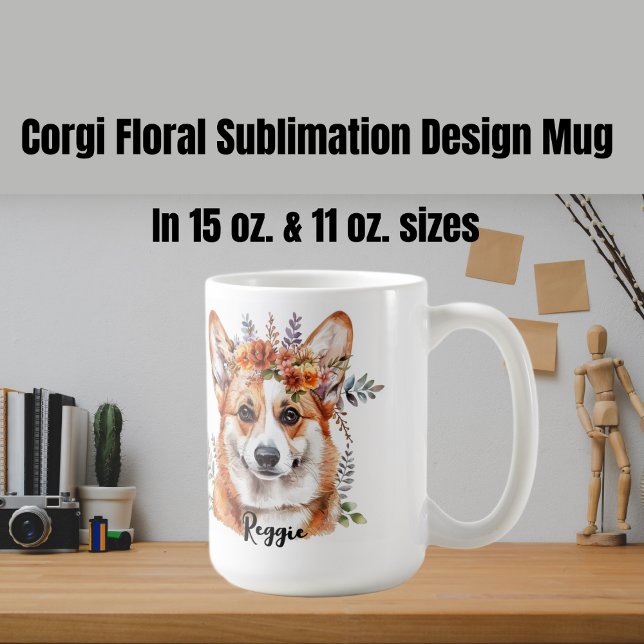 Mug Conception de la sublimation florale de Chien Corg (Créateur téléchargé)