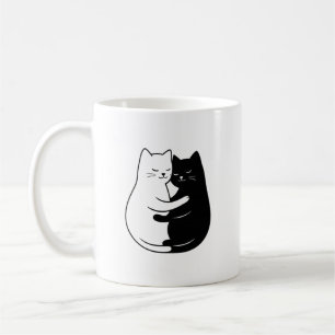 Mug Conception de l'amour de chat minimaliste noir et 