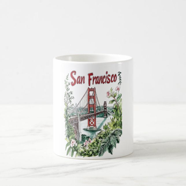 Mug Conception de l'aquarelle du pont du Golden Gate d (Centre)
