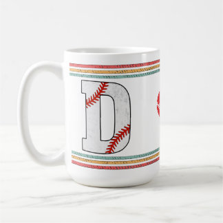 Mug Conception de lettre D de baseball rétro vintage