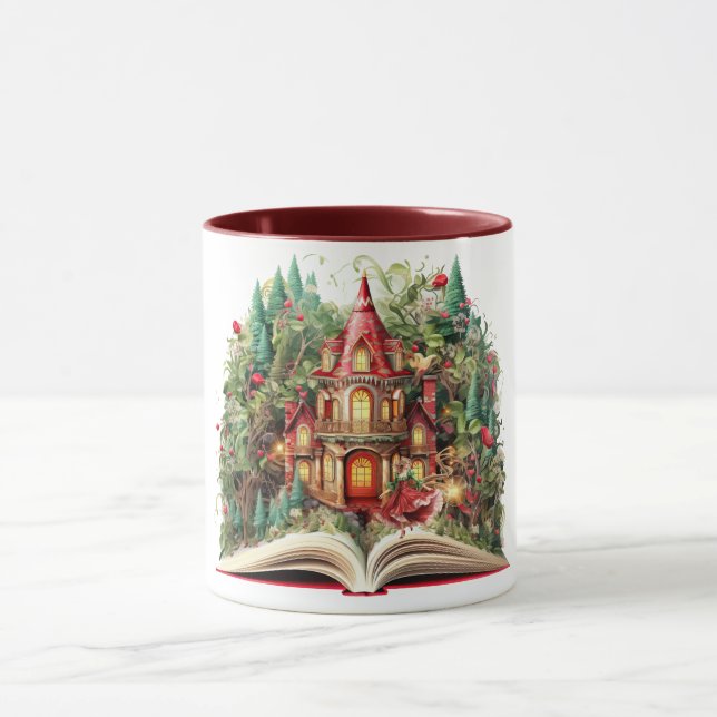 Mug Conception de livre de Noël festive (Centre)