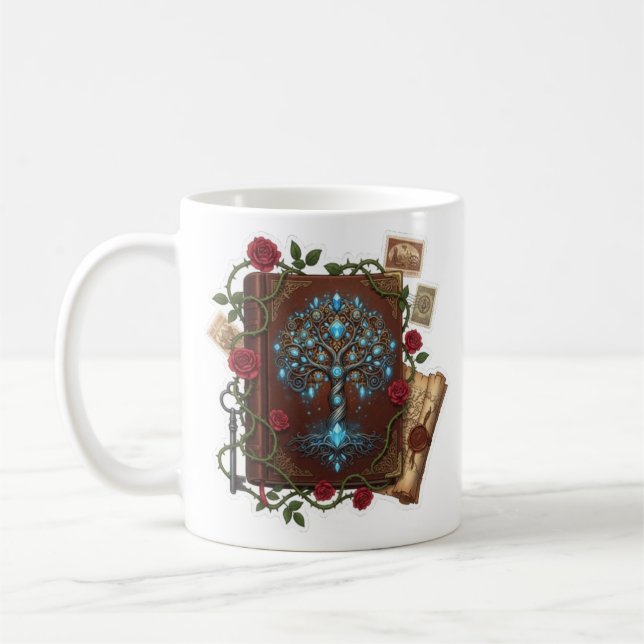 Mug Conception de livre de sorts Fantasy Tree of Life (Gauche)