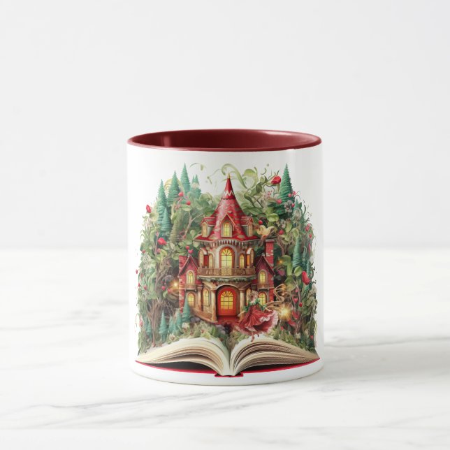 Mug Conception de livres de Noël festive (Centre)