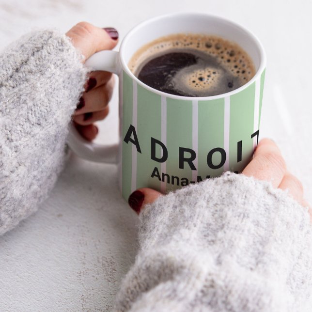Mug Conception de louange rayée verte et blanche (Créateur téléchargé)