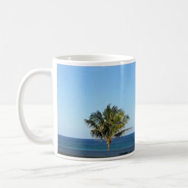 Mug Conception de lueur matinale de l'océan à palmiers (Gauche)
