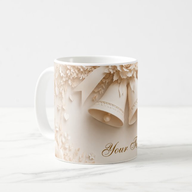 Mug Conception de mariage élégante avec cloches et ros (Devant gauche)