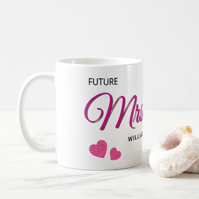 Mug Conception de mariage personnalisée Future Mrs (Avec donut)