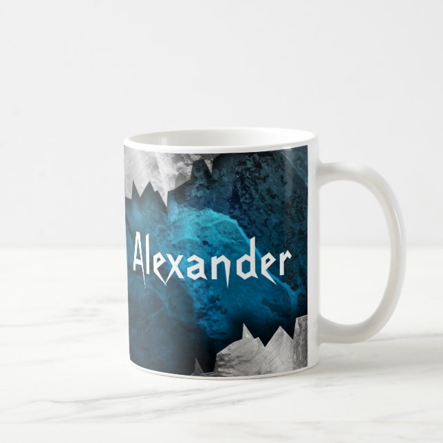 Mug Conception de métal/pierre de granit bleu et argen (Droite)