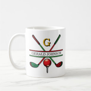 Mug Conception de monogramme de golf de Noël