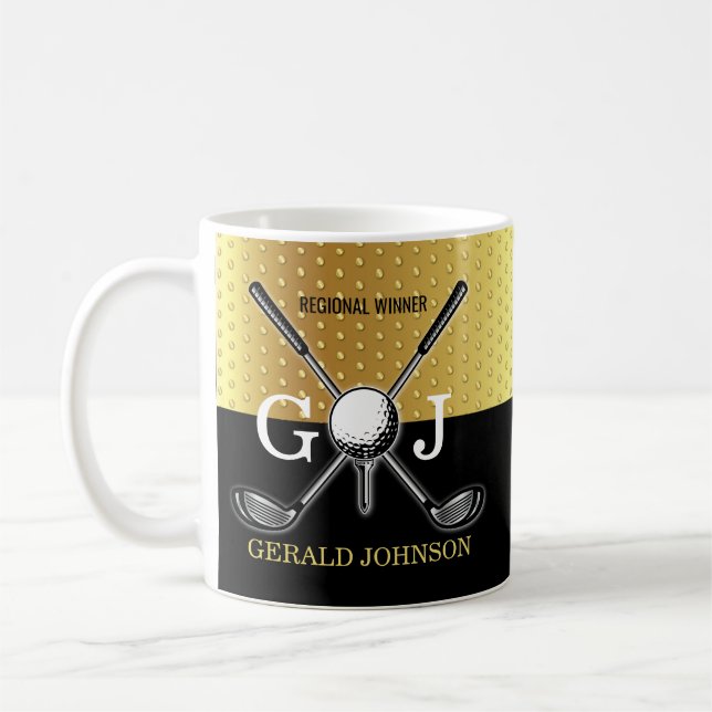 Mug Conception de monogramme de golf élégant personnal (Gauche)