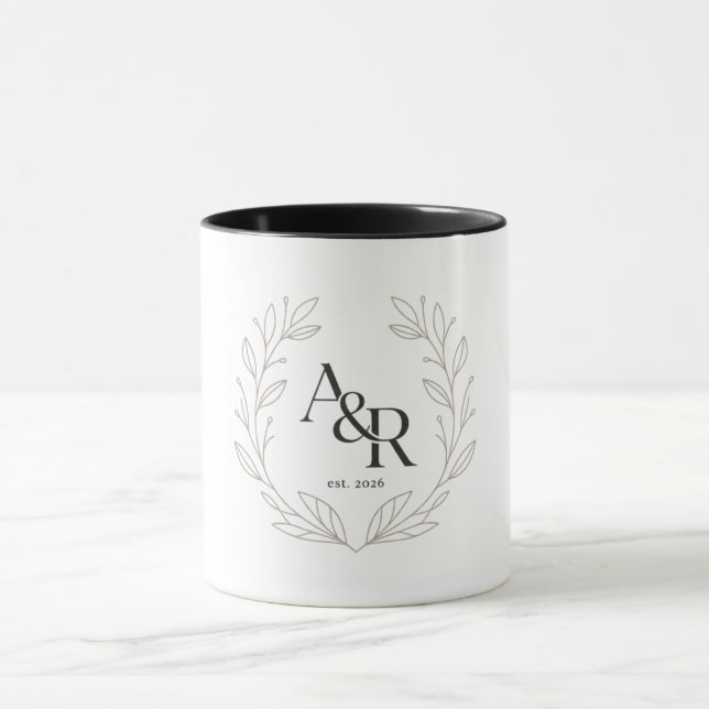 Mug Conception de monogramme de mariage luxueux minima (Centre)