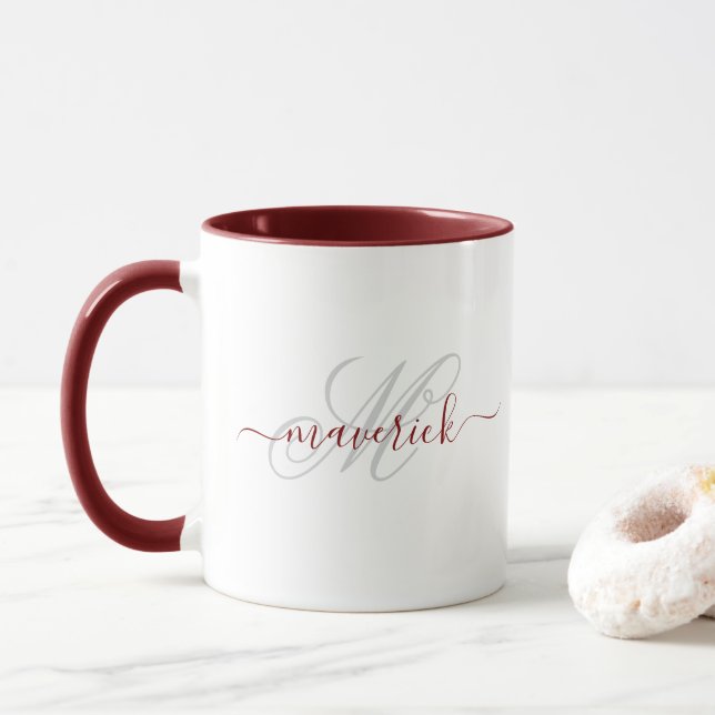 Mug Conception de monogramme de nom personnalisé éléga (Avec donut)