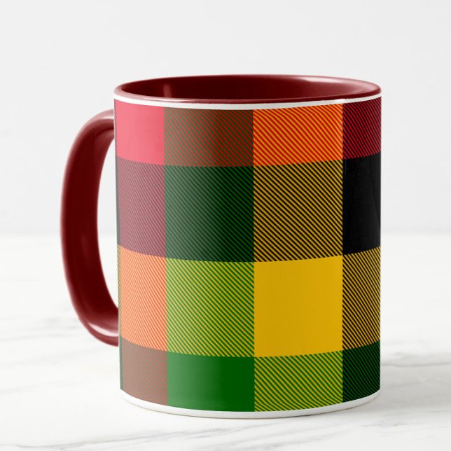 Mug Conception de motif à carreaux de couleurs africai (Créateur téléchargé)