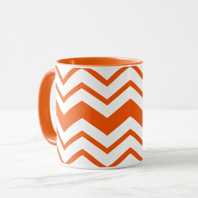 Mug Conception de motif à chevron zigzag blanc orange  (Devant gauche)