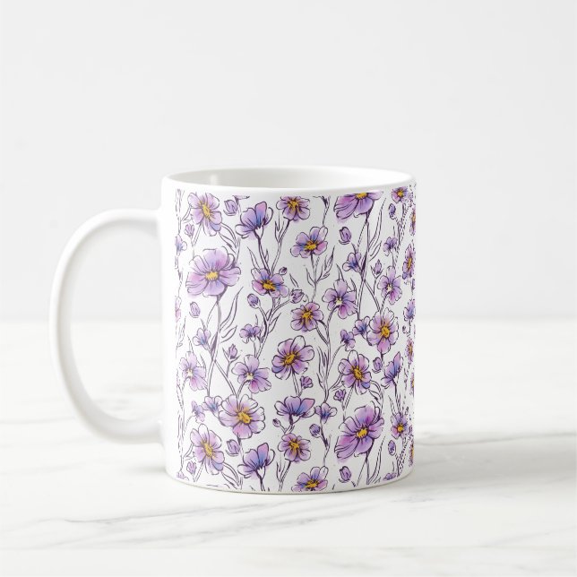 Mug Conception de motif botanique de fleur sauvage vio (Gauche)