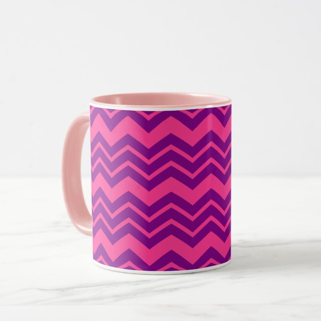 Mug Conception de motif chevron rose et violet  (Devant gauche)