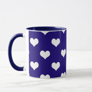 Mug Conception de motif de cœur d'amour blanc bleu