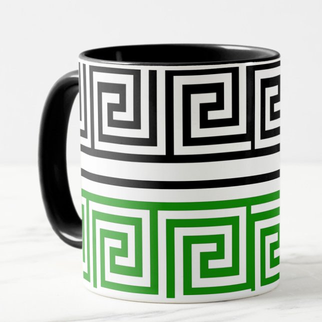 Mug Conception de motif de frise à clé grecque noire v (Créateur téléchargé)