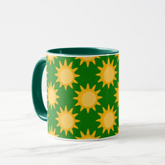 Mug Conception de motif de soleil ensoleillé sur fond  (Devant gauche)