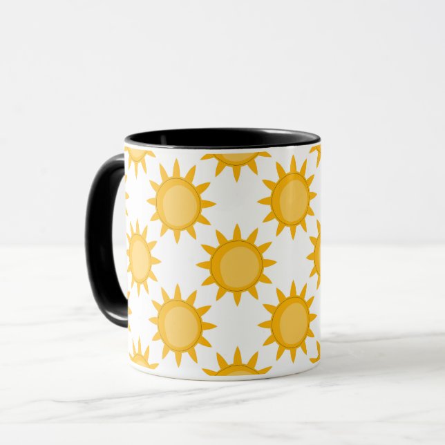 Mug Conception de motif de soleil ensoleillé sur fond  (Devant gauche)