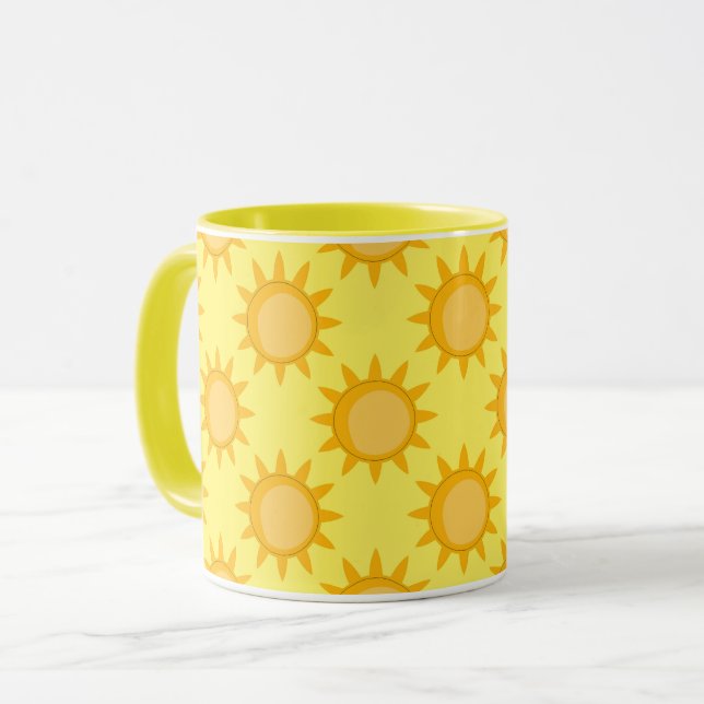 Mug Conception de motif de soleil ensoleillé sur jaune (Devant gauche)