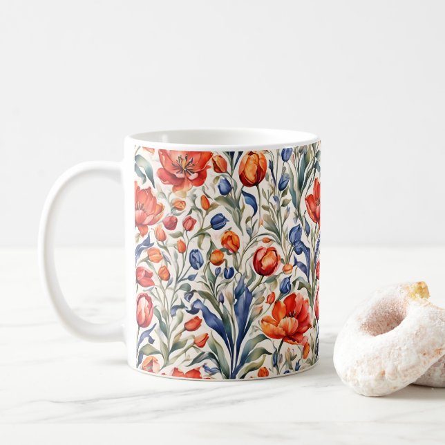 Mug Conception de motif de WC de floraison de tulipe (Avec donut)