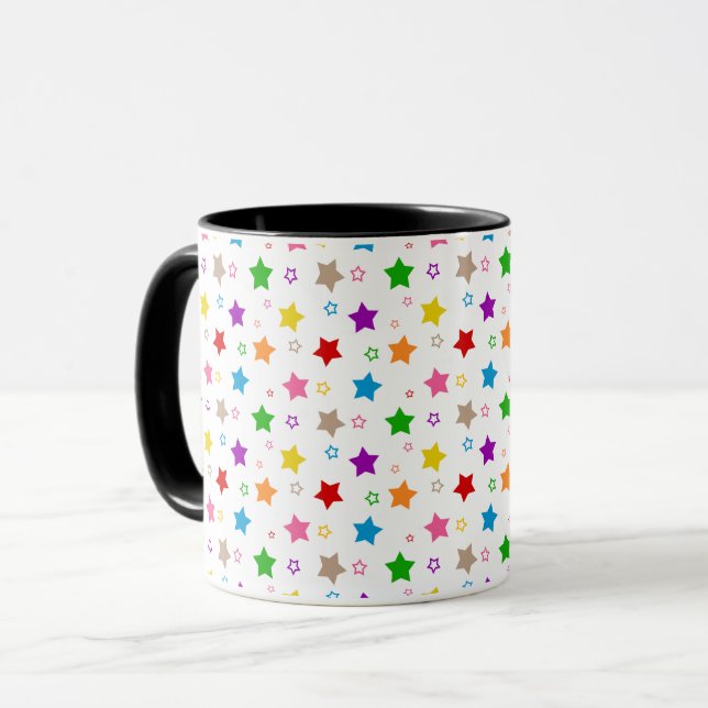 Mug Conception de motif d'étoiles colorées blanc  (Devant gauche)