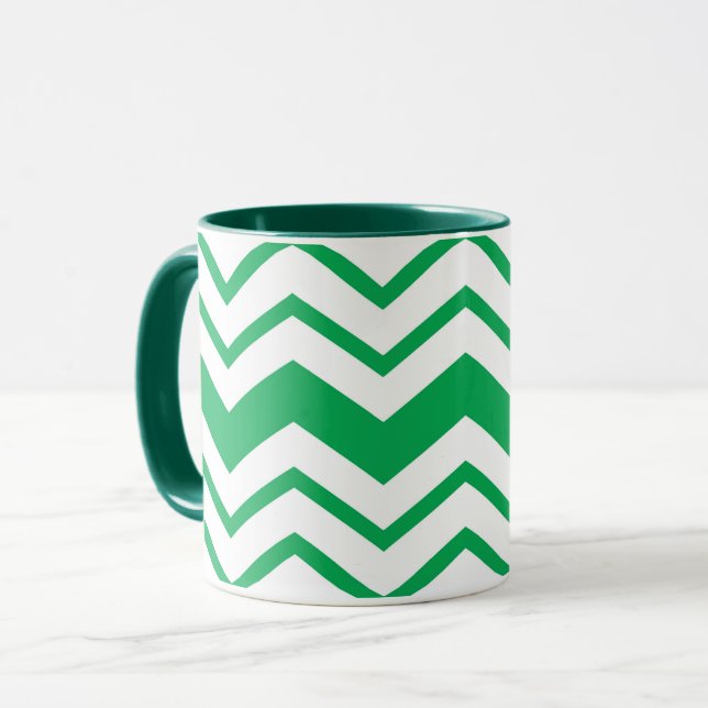 Mug Conception de motif en chevron zigzag blanc vert  (Devant gauche)