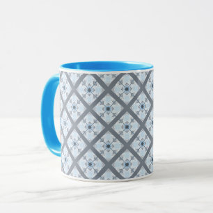 Mug Conception de Motif en diagonale bleue Vintage Cot