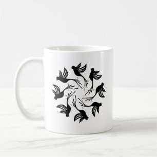 Mug Conception de motif en tourbillon d'oiseaux Spir