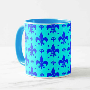 Mug Conception de motif fleur de lis bleu cyan